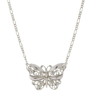 1928 Jewelry Classic Filigree Butterfly Pendant Necklace 16"   3" Extender