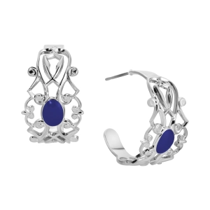 1928 Jewelry Filigrane Classique Oval Enamel Post Hoop Earrings