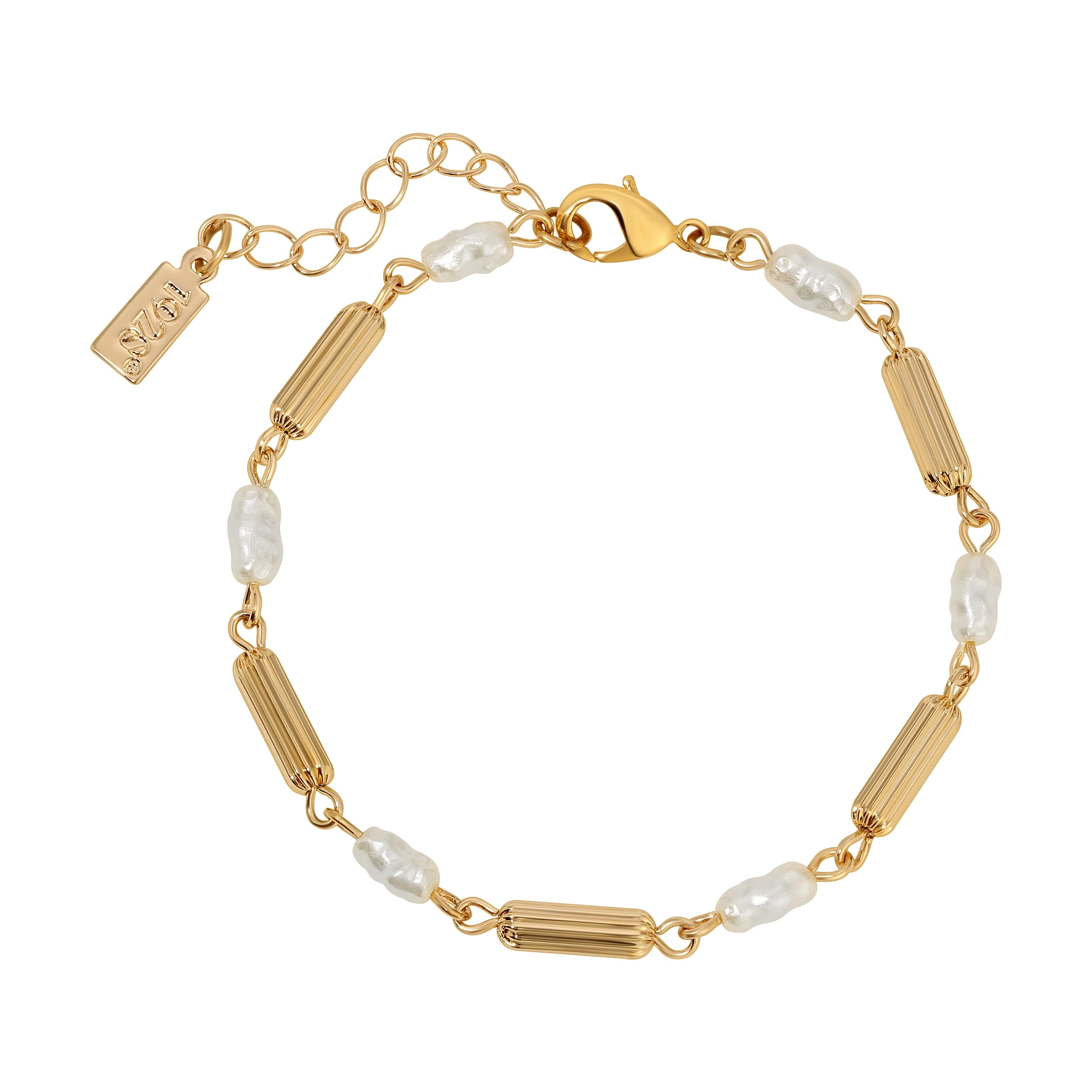 1928 Jewelry Gold Beaded Crystal Lantern Bracelet 1" Extension