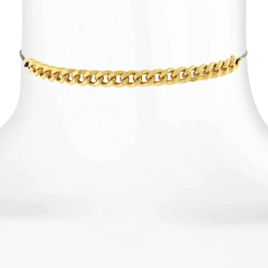1928 Jewelry Gold Curb Chain Leather Cord Choker Necklace 12"   5" Extender