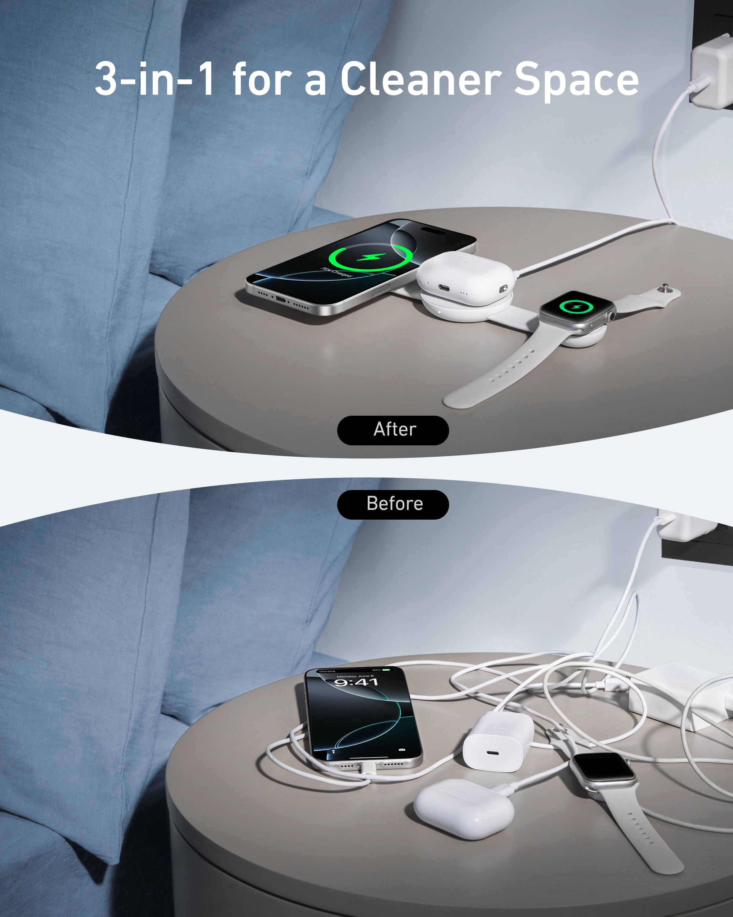 Anker MagGo Power Bank (10K) and Anker MagGo Wireless Charging Station (3-in-1, Foldable Pad)