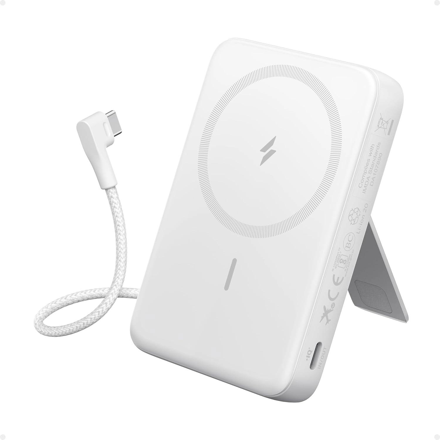 Anker Zolo Magnetic Power Bank (10K,30W,Built-in USB-C Cable)