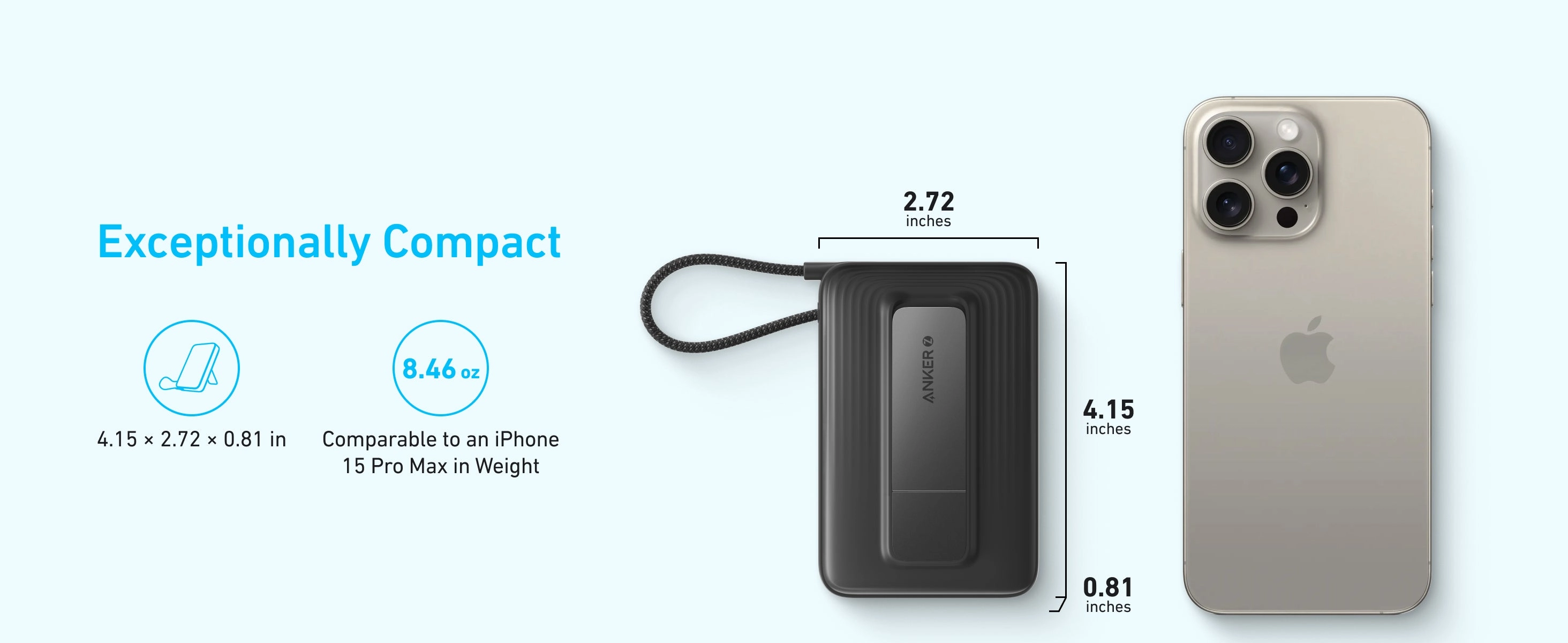 Anker Zolo Magnetic Power Bank (10K,30W,Built-in USB-C Cable)