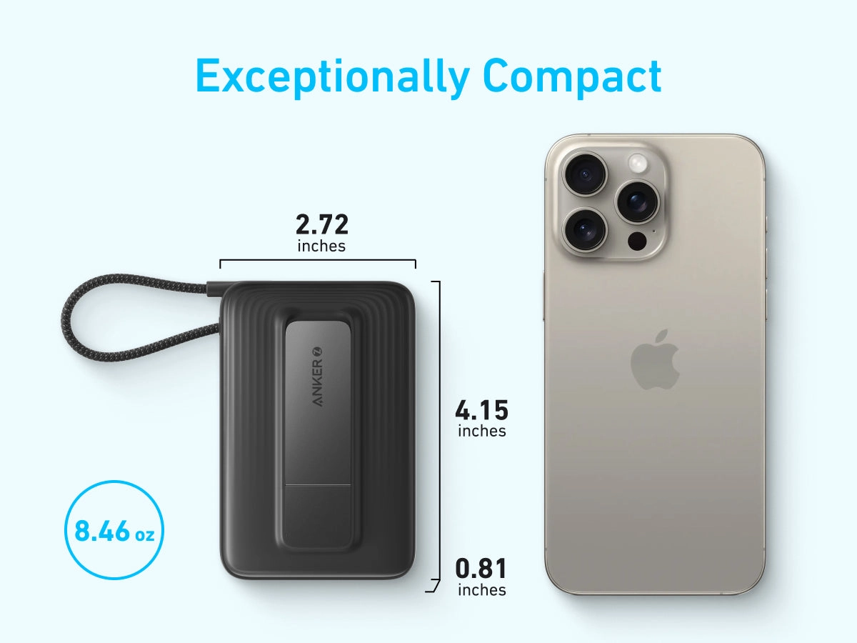 Anker Zolo Magnetic Power Bank (10K,30W,Built-in USB-C Cable)