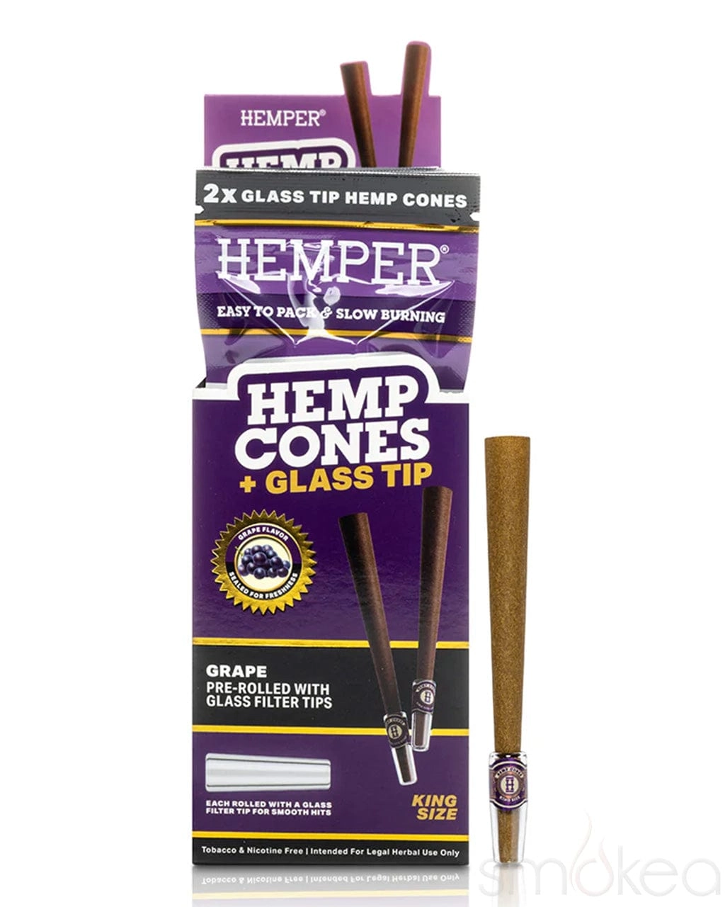 Hemper King Size Glass Tipped Hemp Cones (2-Pack)