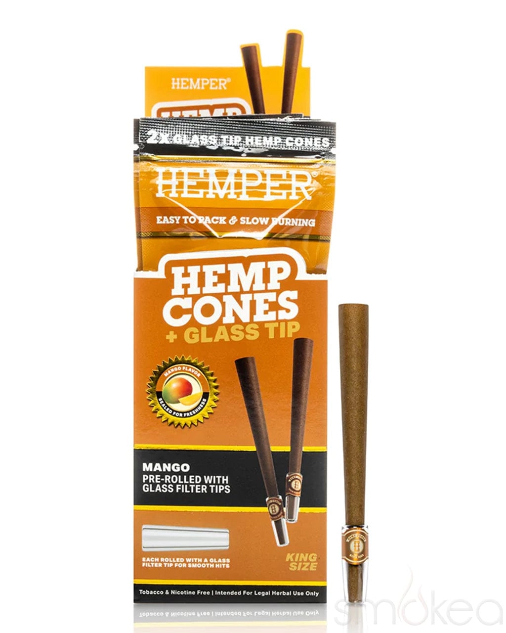 Hemper King Size Glass Tipped Hemp Cones (2-Pack)