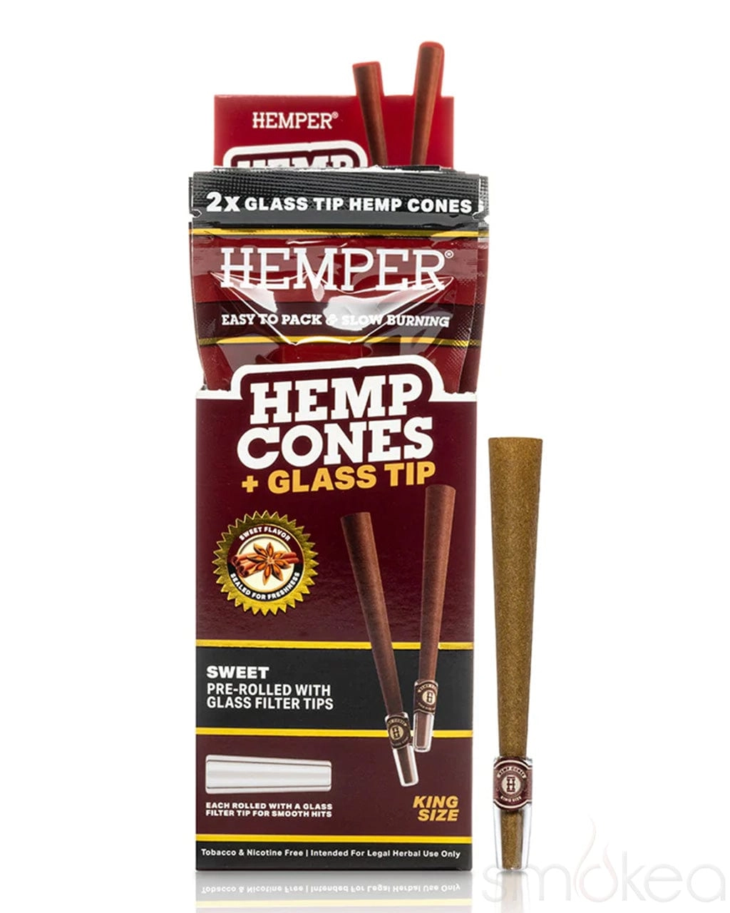 Hemper King Size Glass Tipped Hemp Cones (2-Pack)