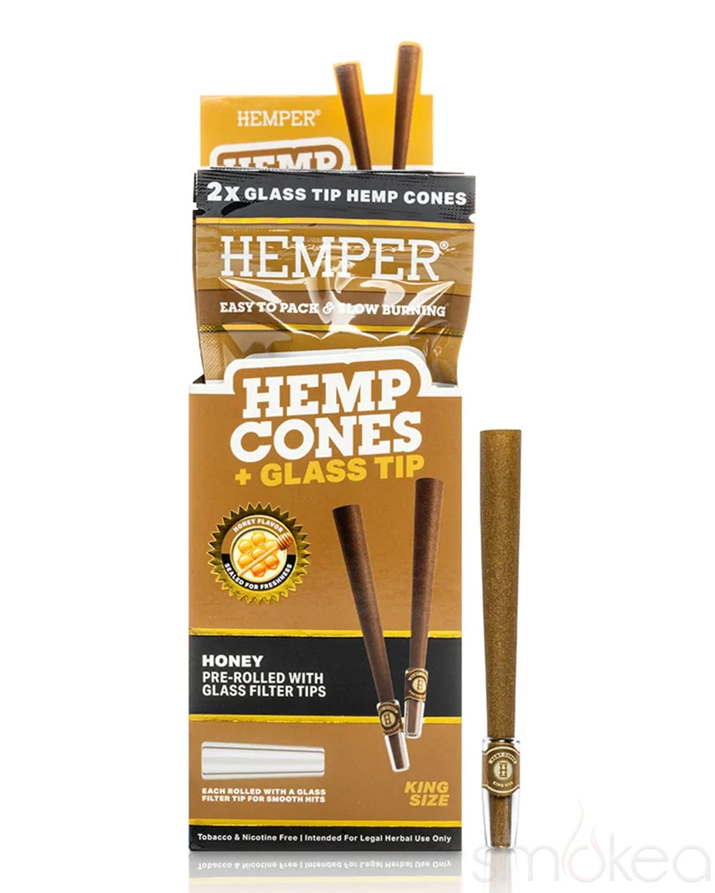 Hemper King Size Glass Tipped Hemp Cones (2-Pack)
