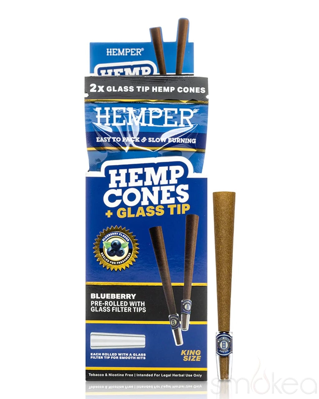 Hemper King Size Glass Tipped Hemp Cones (2-Pack)