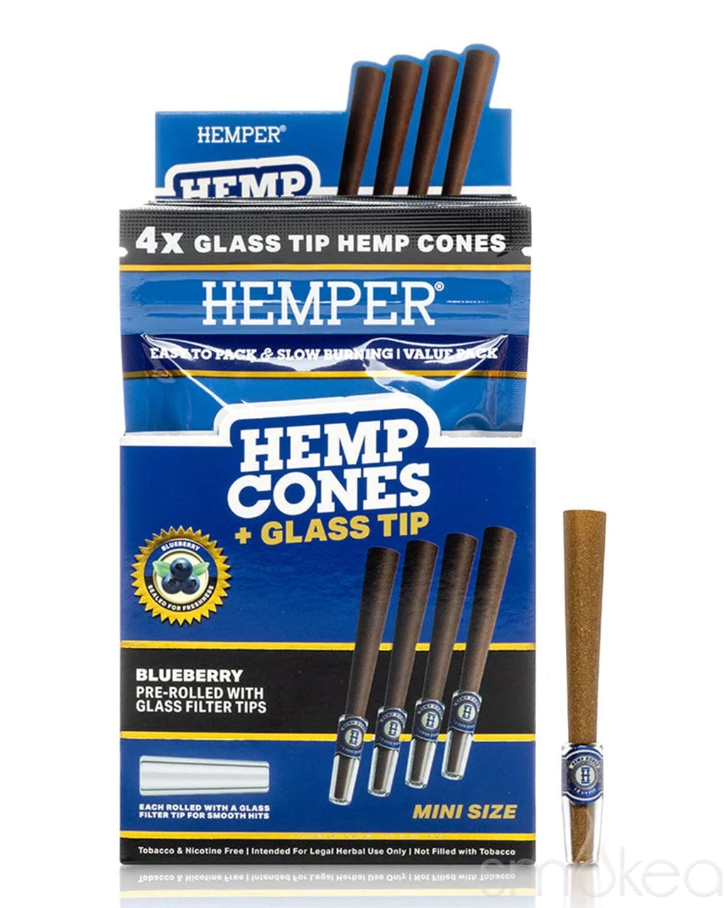 Hemper Mini Size Glass Tipped Hemp Cones (4-Pack)