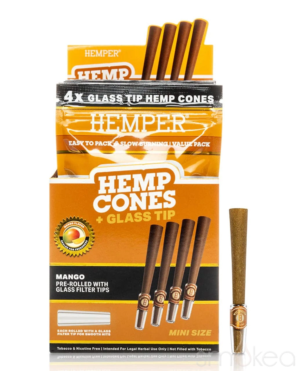 Hemper Mini Size Glass Tipped Hemp Cones (4-Pack)