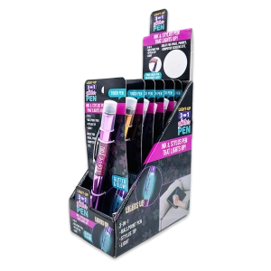 Light-Up 3-In-1 Glitter Pen Stylus - 6 Pieces Per  Retail Ready Display 24849