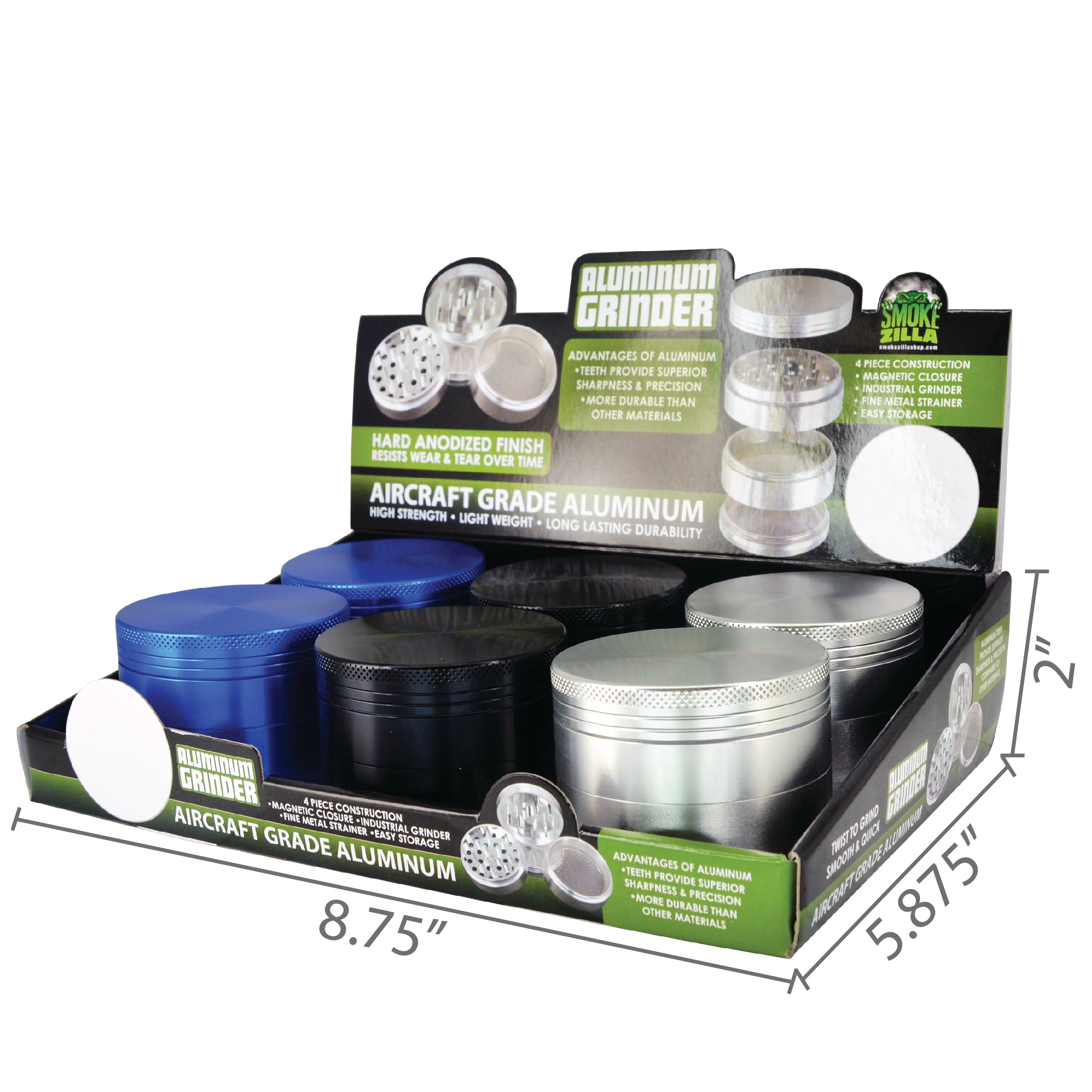 Metal 4 Piece Grinder 63Mm - 6 Pieces Per Retail Ready Display 24865