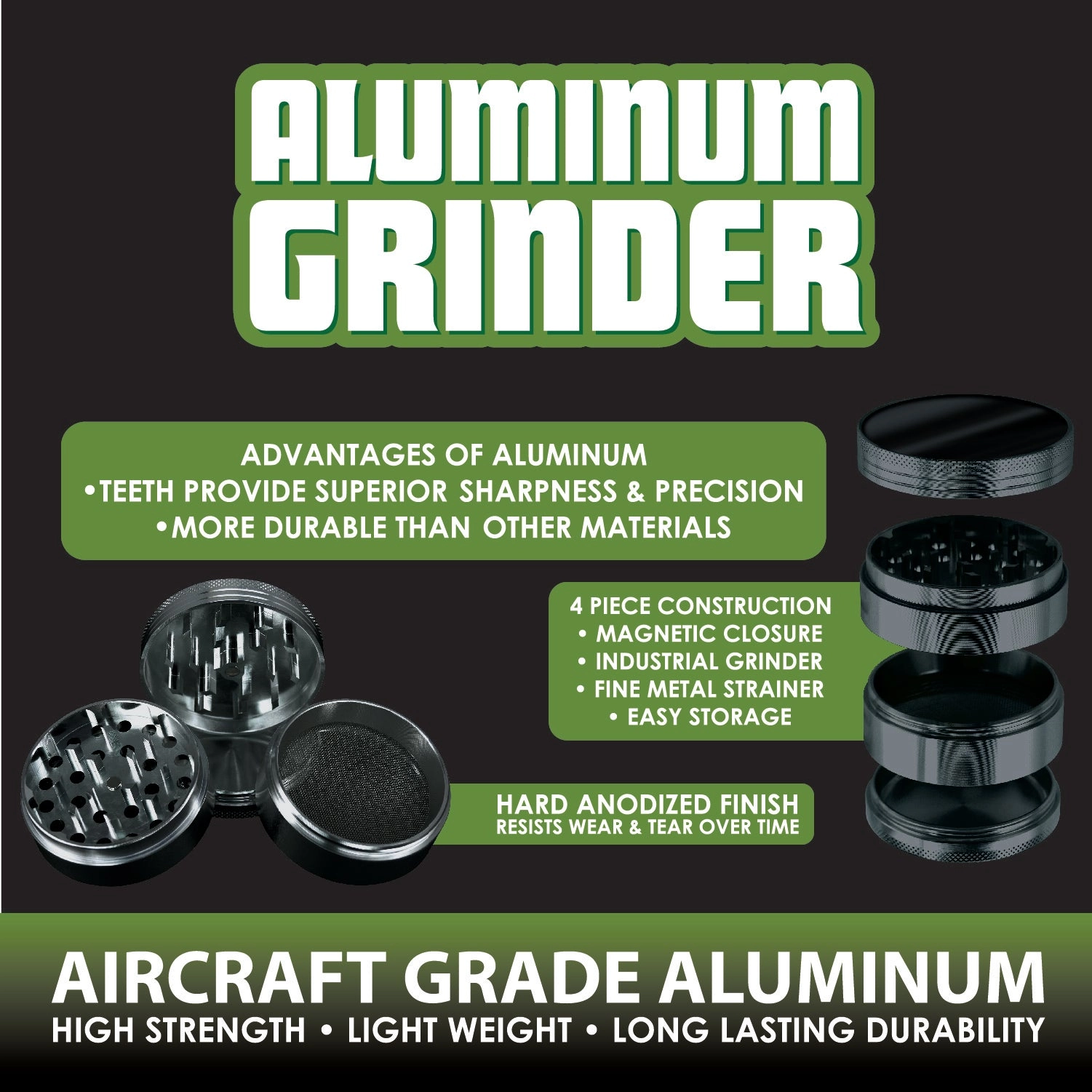 Metal 4 Piece Grinder 63Mm - 6 Pieces Per Retail Ready Display 24865