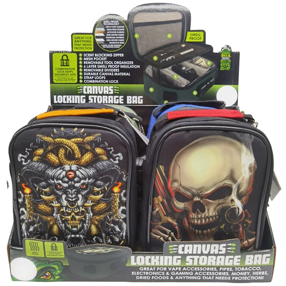Smell Proof Canvas Lock Bag with Tool Organizer - 4 Pieces Per Retail Ready Display 23232
