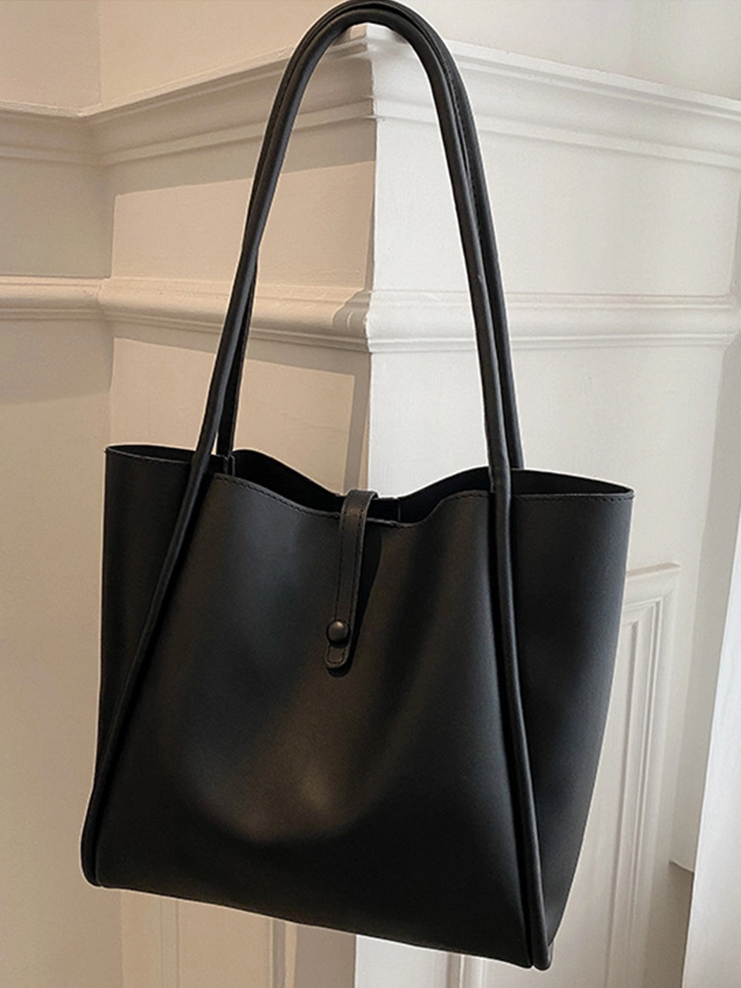 Solid Color PU Portable Large Capacity Tote Bag
