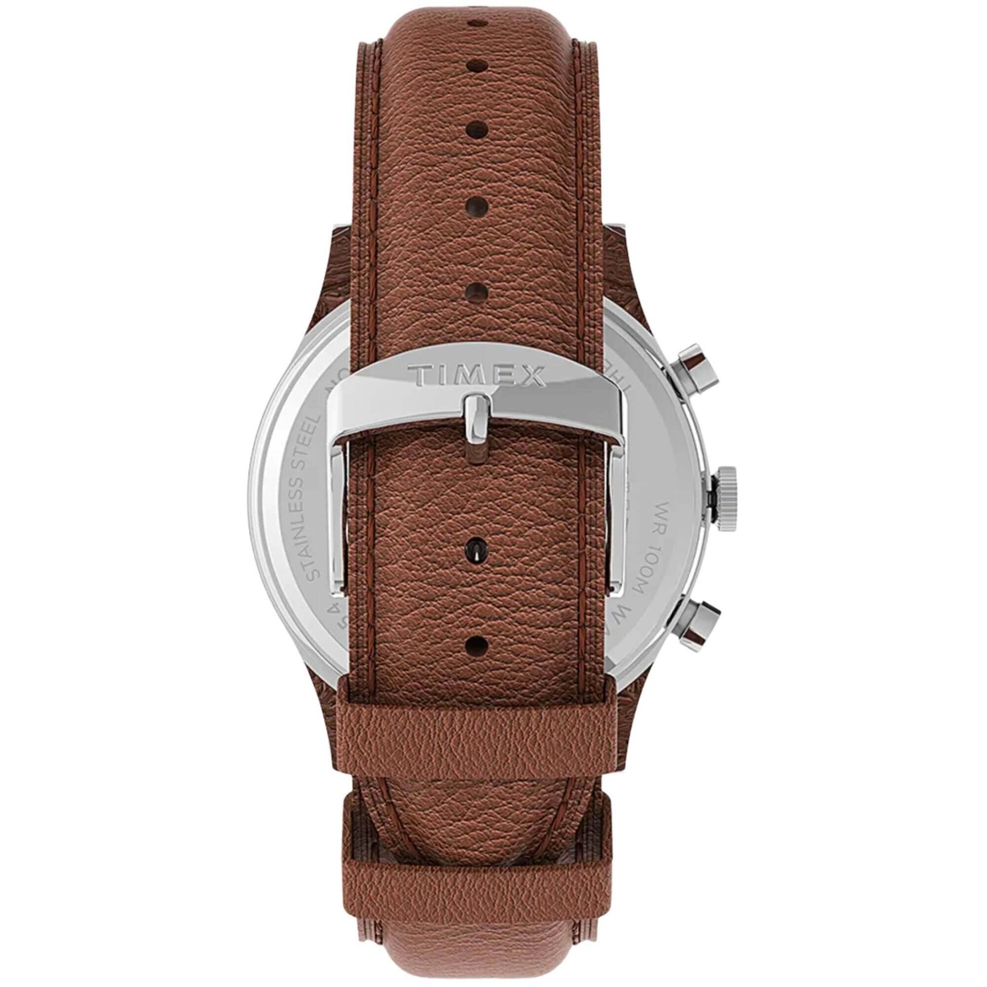 Timex Men's Watch - Waterbury Day-Date Dark Green Dial Brown Strap | TW2U90700VQ
