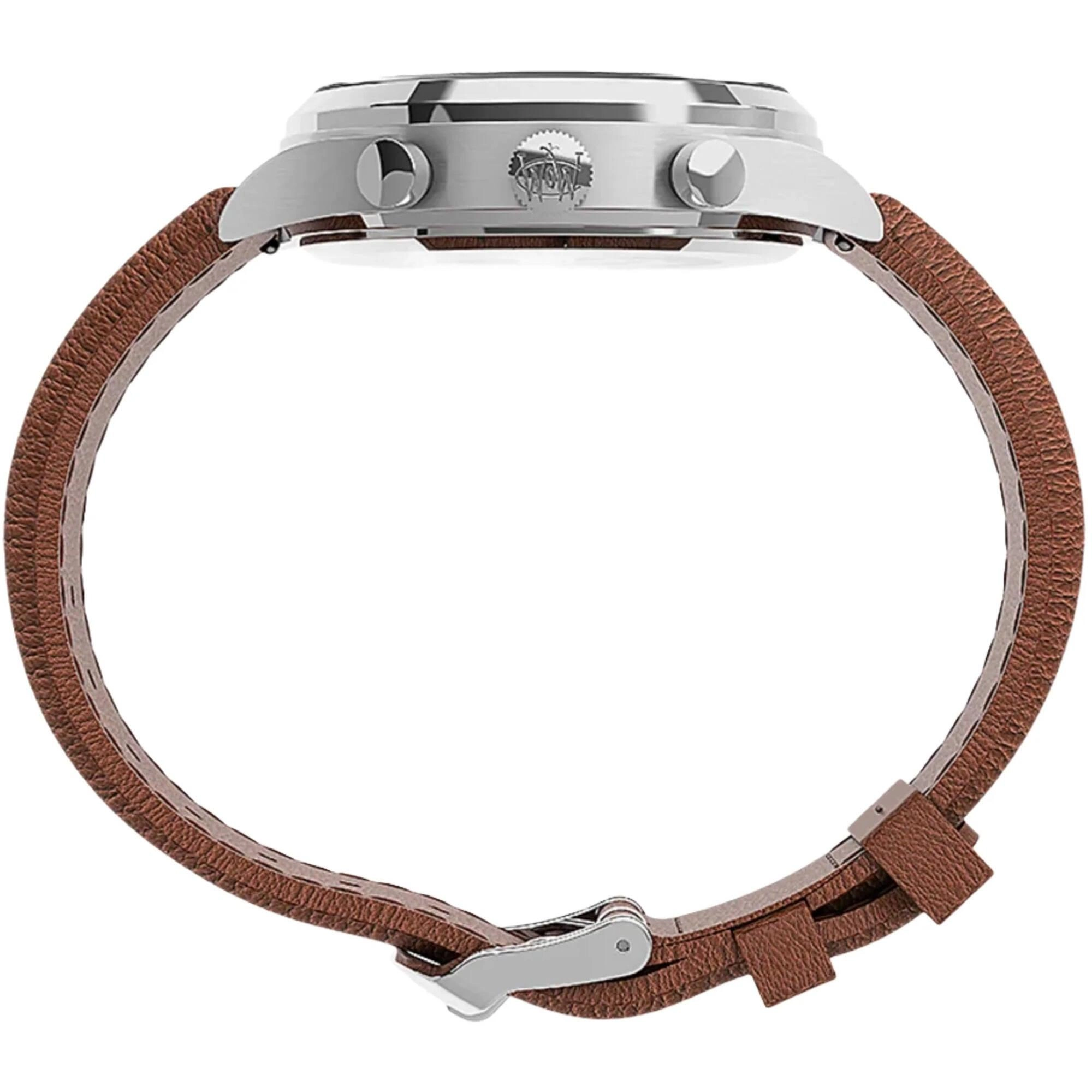 Timex Men's Watch - Waterbury Day-Date Dark Green Dial Brown Strap | TW2U90700VQ
