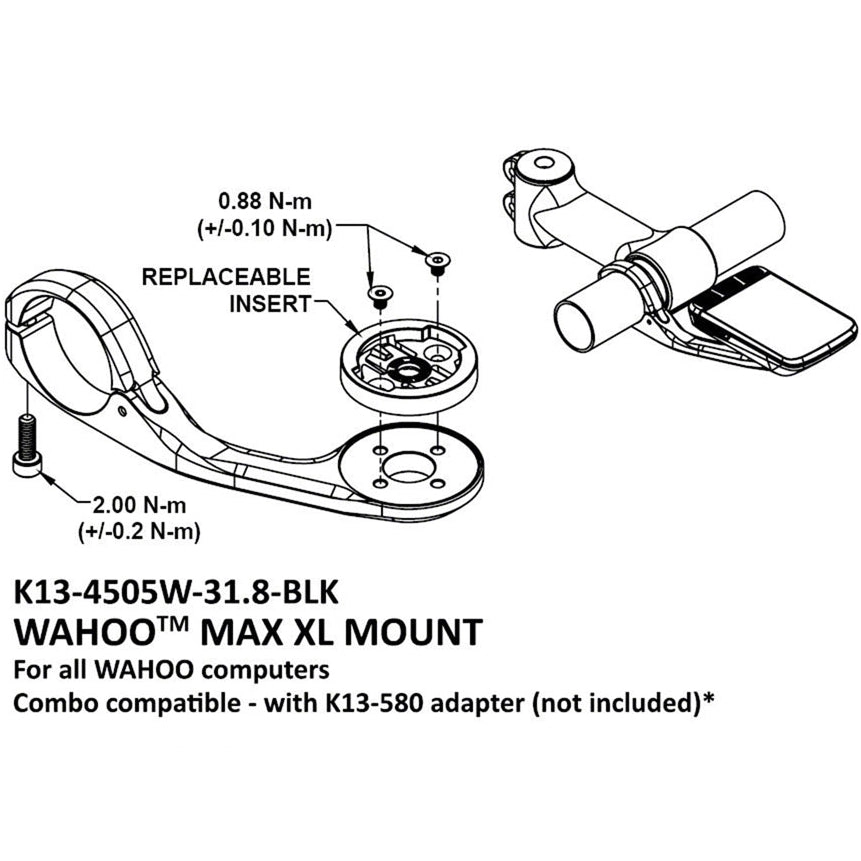 Wahoo Max XL Mount 31.8 Black