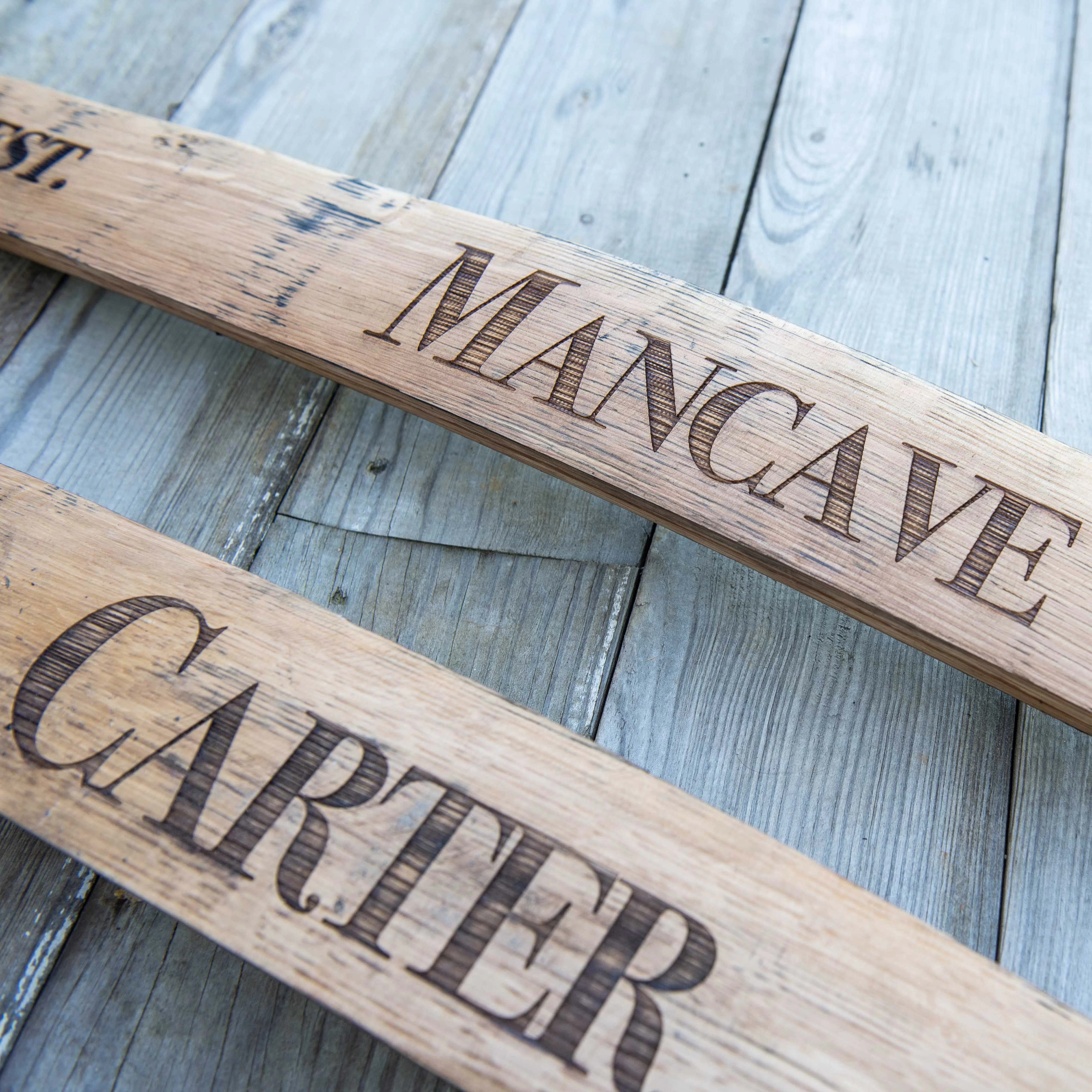 Your Logo   Our Barrel Staves - Sign made from Tennessee Whiskey Barrel Stave Wall Art - Custom Logo and Corporate Gifting