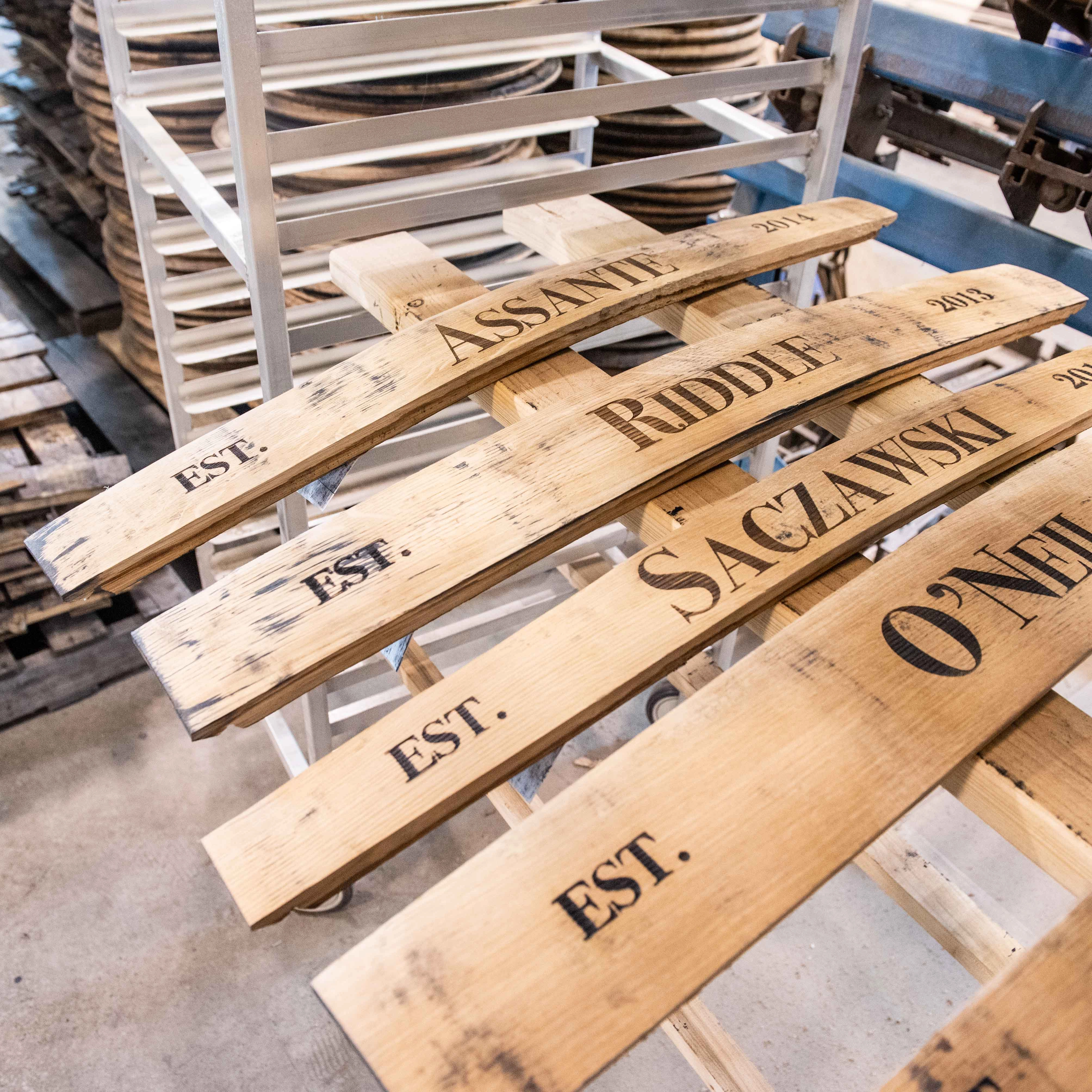 Your Logo   Our Barrel Staves - Sign made from Tennessee Whiskey Barrel Stave Wall Art - Custom Logo and Corporate Gifting