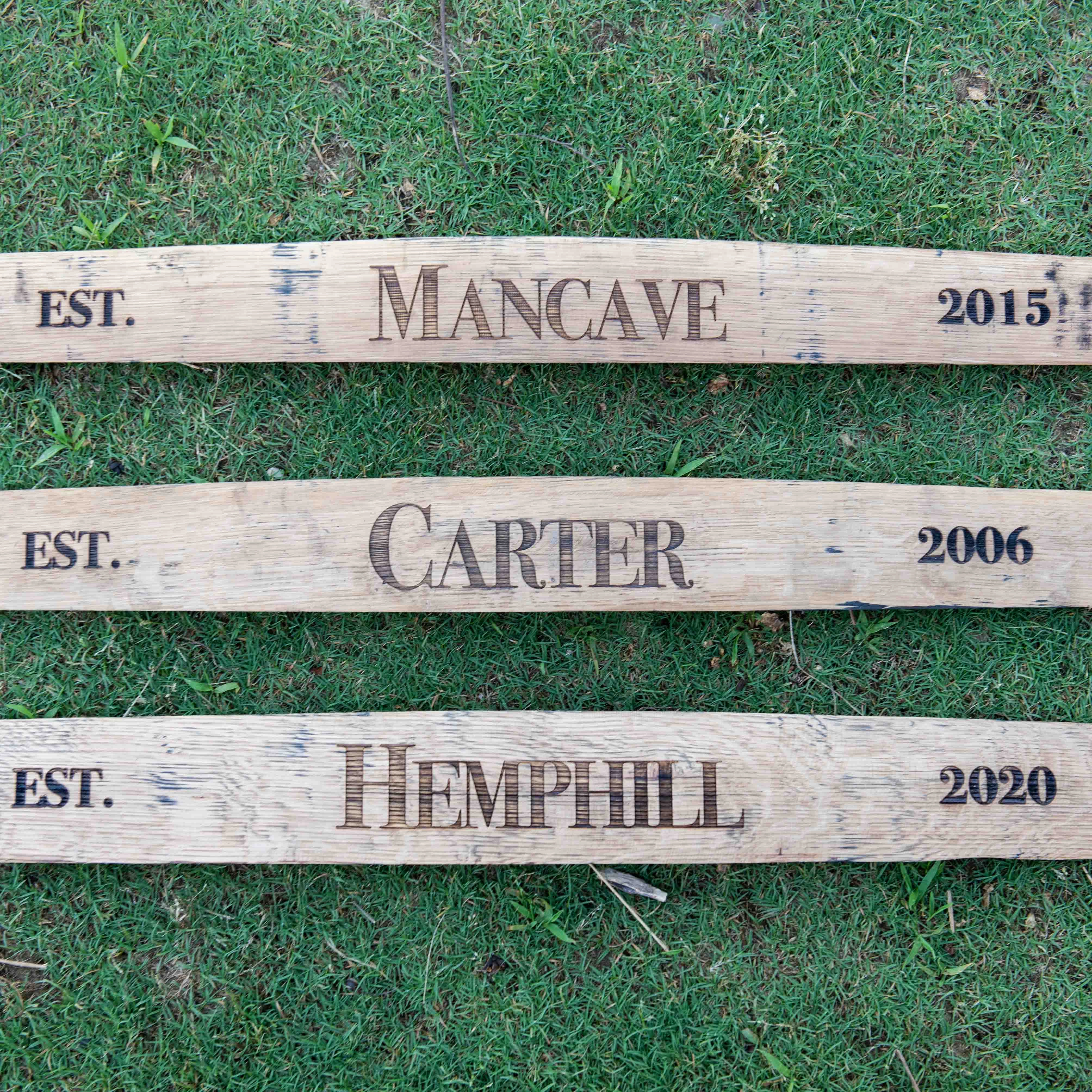 Your Logo   Our Barrel Staves - Sign made from Tennessee Whiskey Barrel Stave Wall Art - Custom Logo and Corporate Gifting